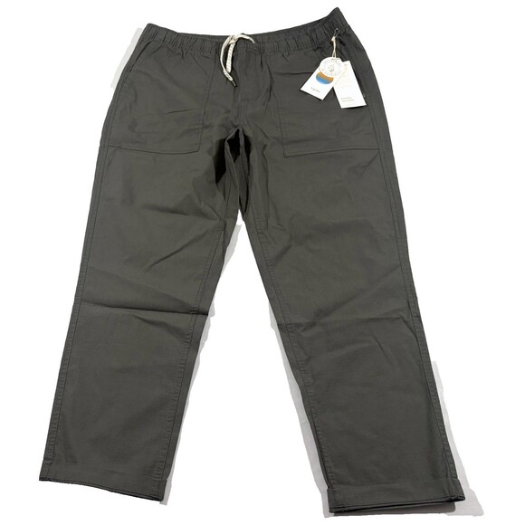 Vuori Ripstop Vintage Pants Mens Elastic Waist V461 Balsam Cotton Gray Sz XL NWT - Picture 1 of 8